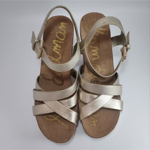 Sam Edelman Gold Wedge Nelson Sandals+ - Picture 3 of 12